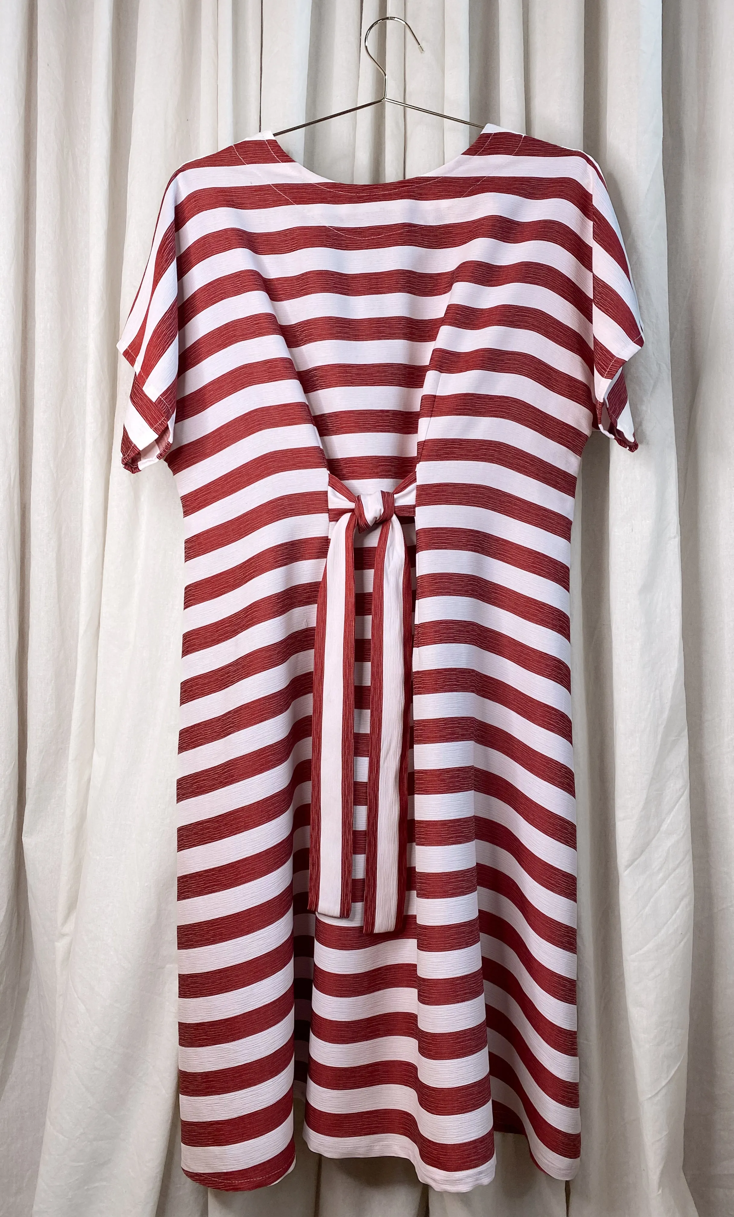 • SAMPLE • EVE DRESS ~ CONVERTIBLE ~ POMEGRANATE [ Red & White Striped, Waist Ties ]