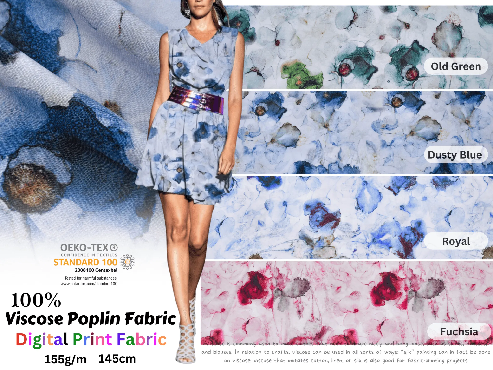 100 % Viscose Poplin  Digital Print Fabric - 1092