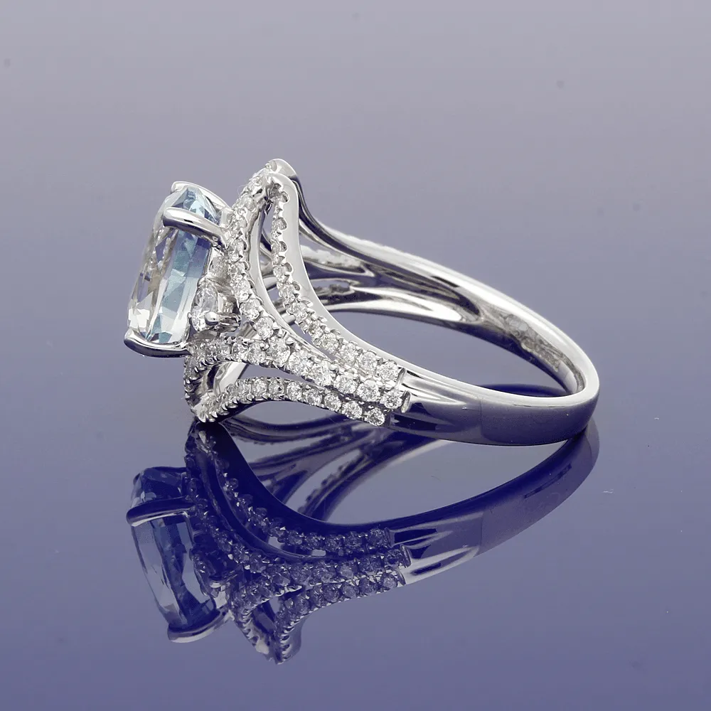 18ct White Gold Aquamarine & Diamond Ring