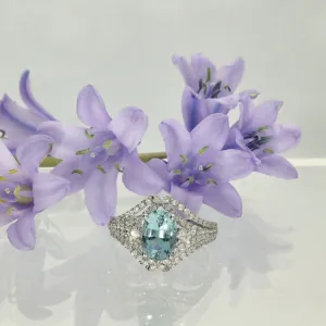 18ct White Gold Aquamarine & Diamond Ring