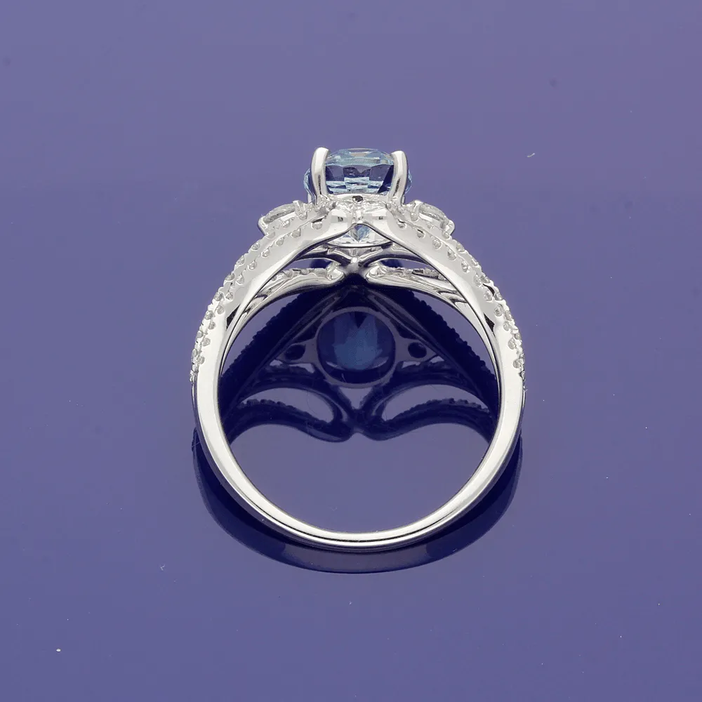 18ct White Gold Aquamarine & Diamond Ring