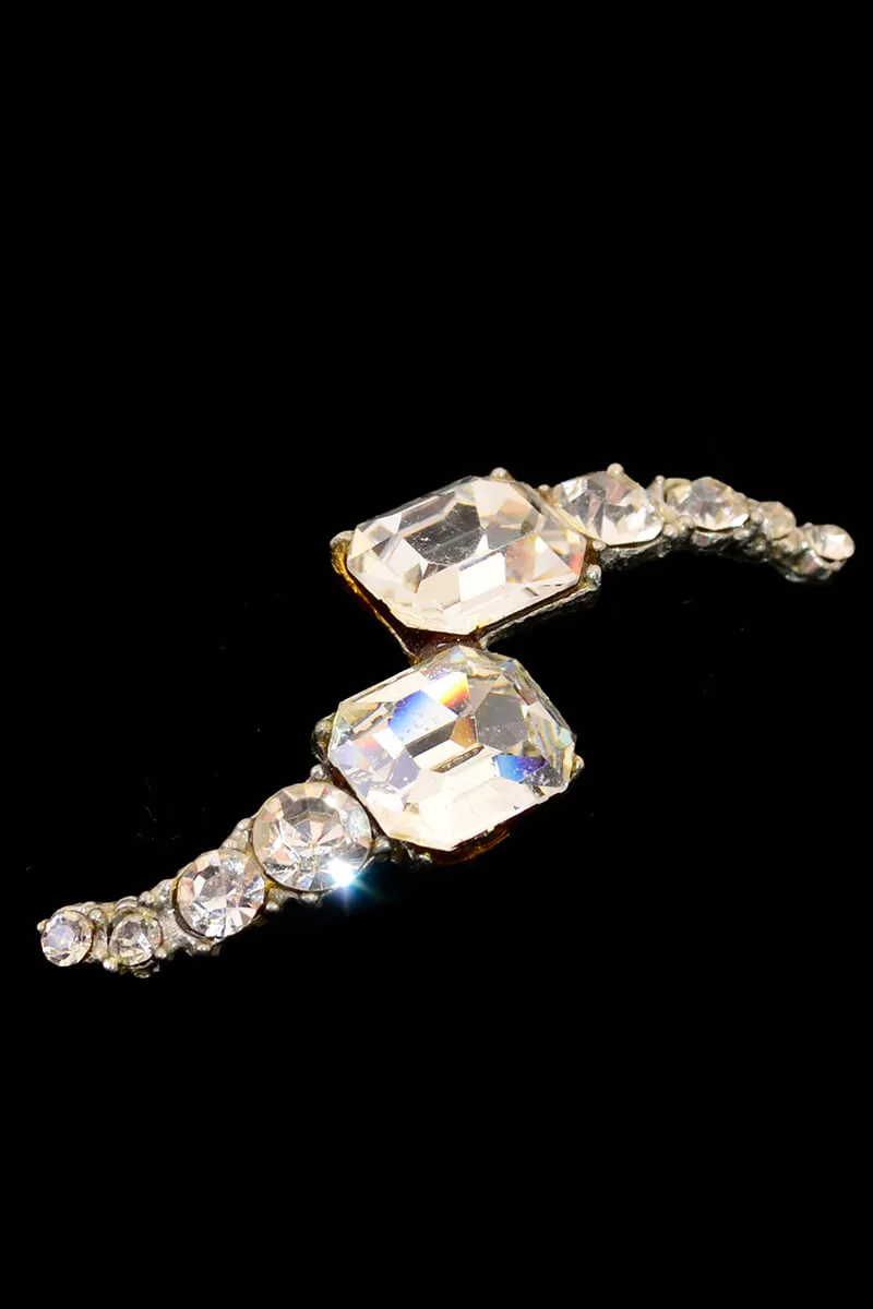 1950s Vintage S-Shaped Large Rhinestone Pin