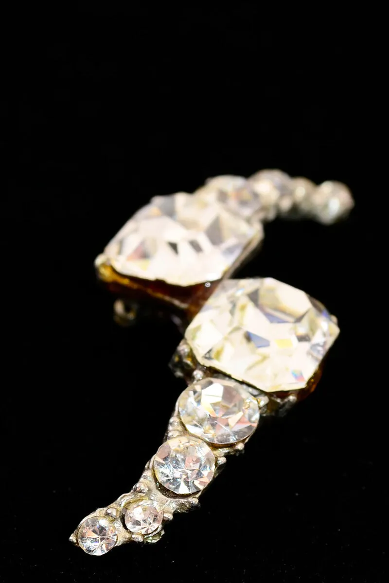 1950s Vintage S-Shaped Large Rhinestone Pin