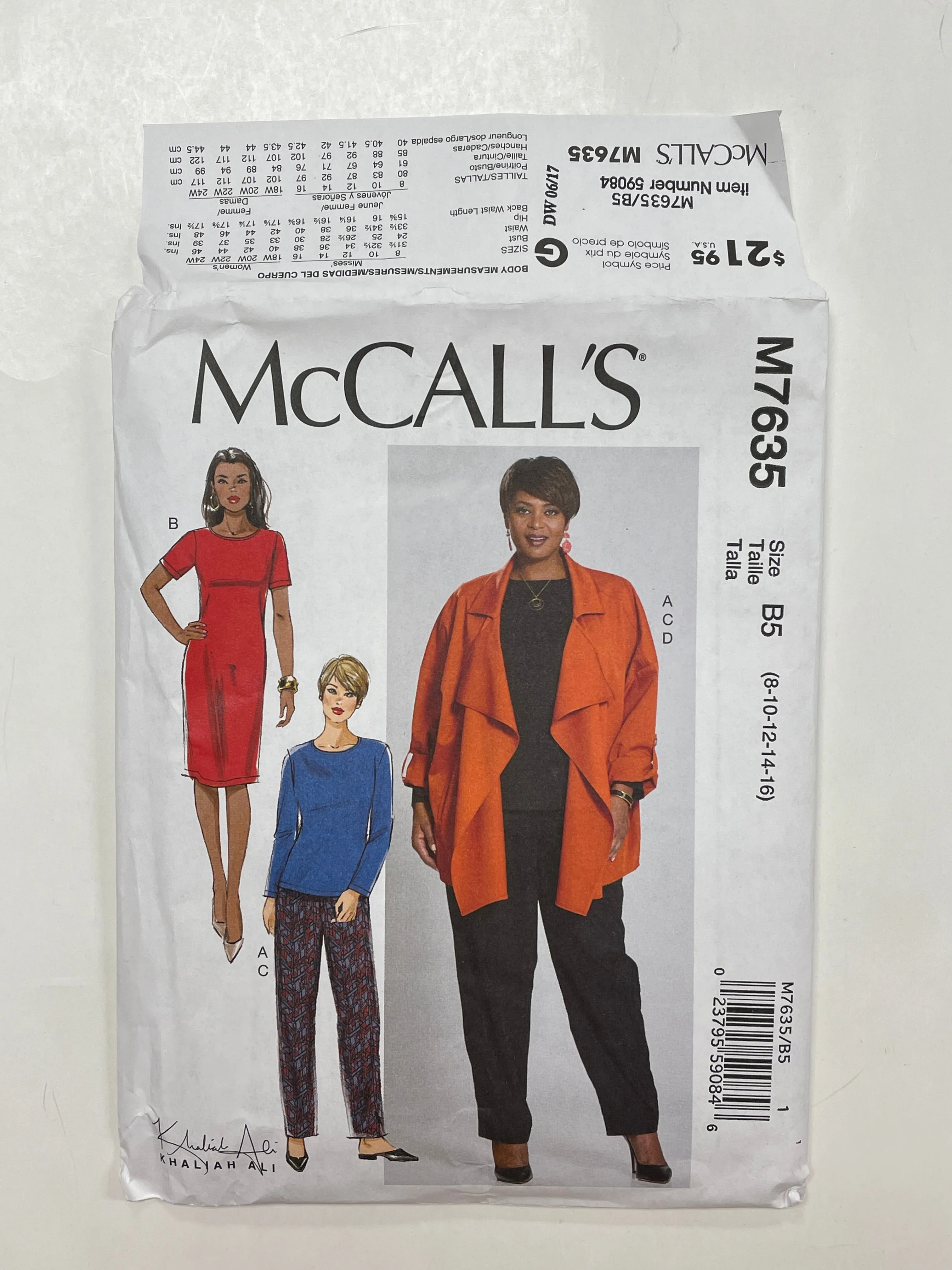 2017 Simplicity 7635 Sewing Pattern - Dress, Pants and Jacket FACTORY FOLDED