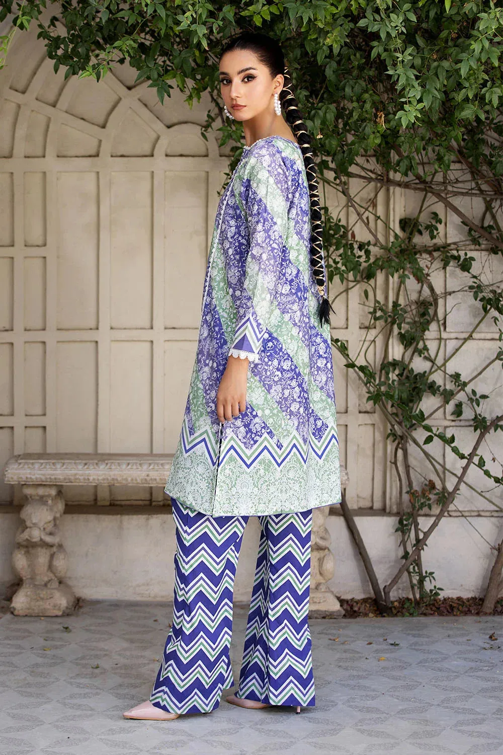 2PC Unstitched Printed Lawn Shirt and Trouser KST-2643