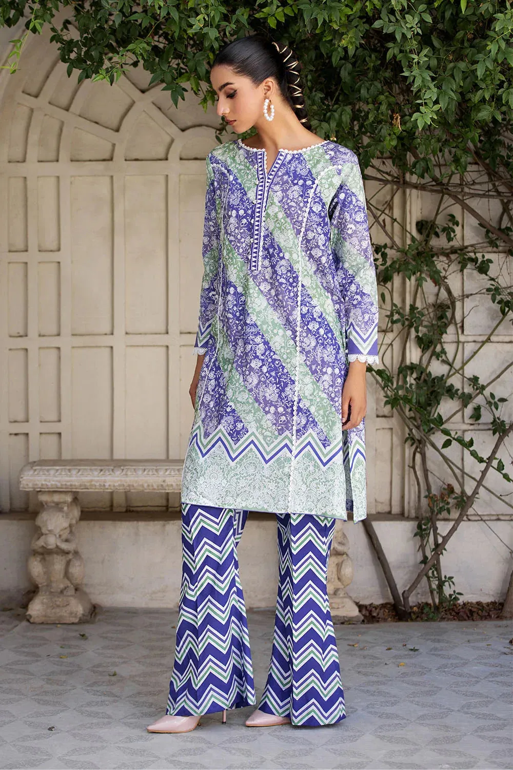 2PC Unstitched Printed Lawn Shirt and Trouser KST-2643