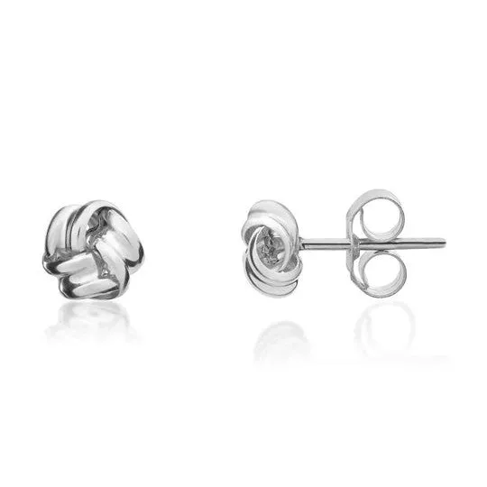 9ct White Gold Ribbon Knot Stud Earrings 4.5x4.5mm