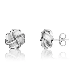 9ct White Gold Ribbon Knot stud earrings