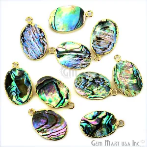 Abalone Oval 13x18mm Single Bail Gold Electroplated Gemstone Connector