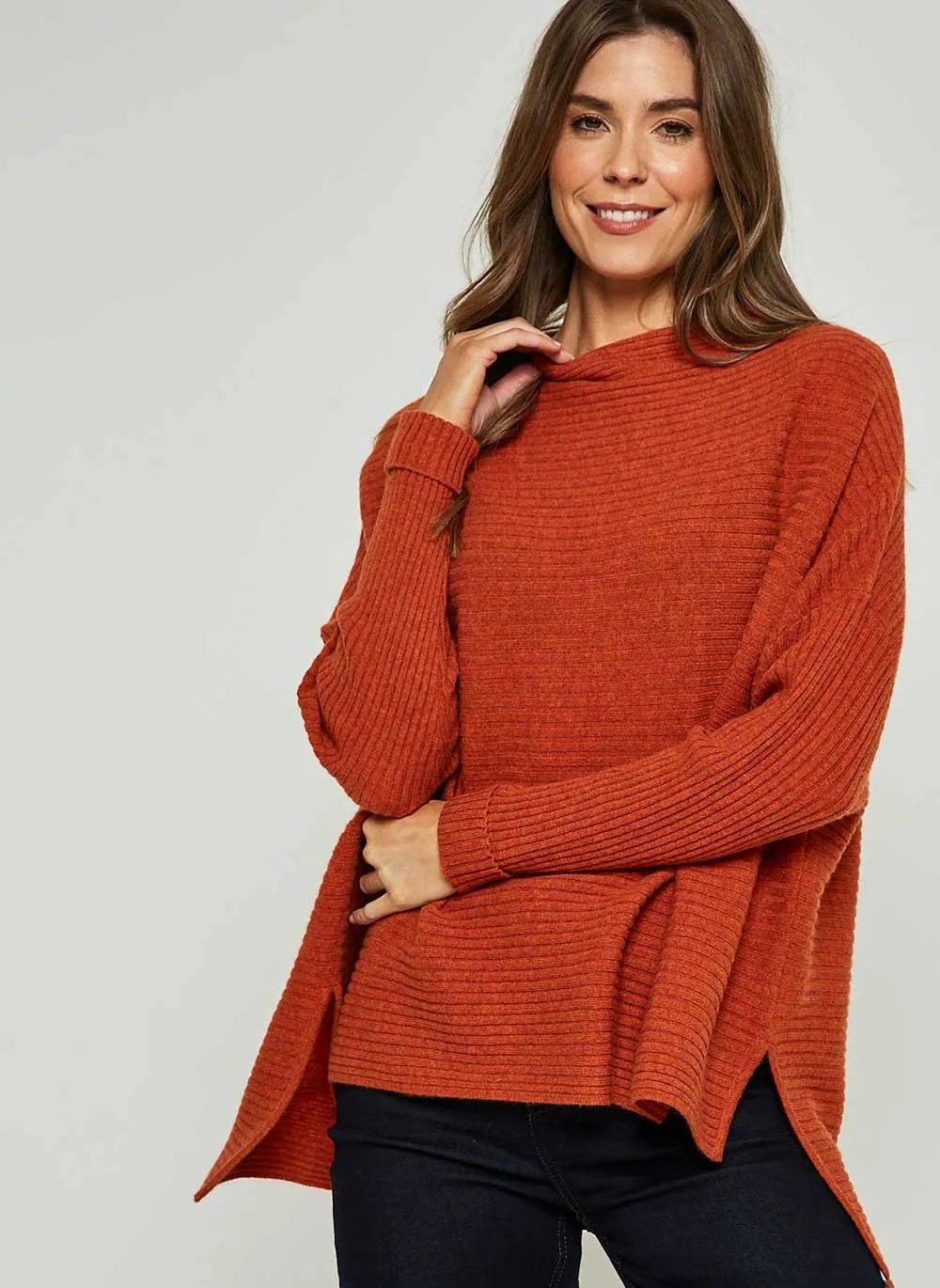 Abigail Rib Cashmere Jumper - Copper Glow