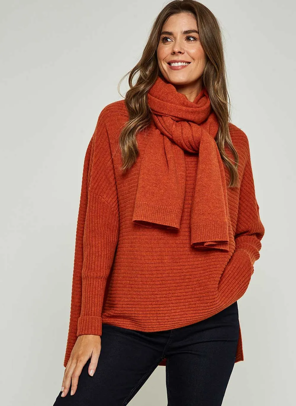 Abigail Rib Cashmere Jumper - Copper Glow