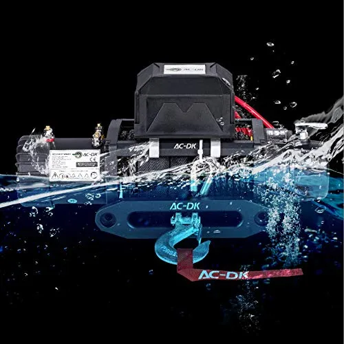 AC-DK 12000 lb. Waterproof IP67 Electric Winch, 12V Electric Truck Winch Synthetic Rope Kit, with Wireless Handheld Remotes and Wired Handle 4WD Recovery Winch(12000lbs Synthetic Rope)