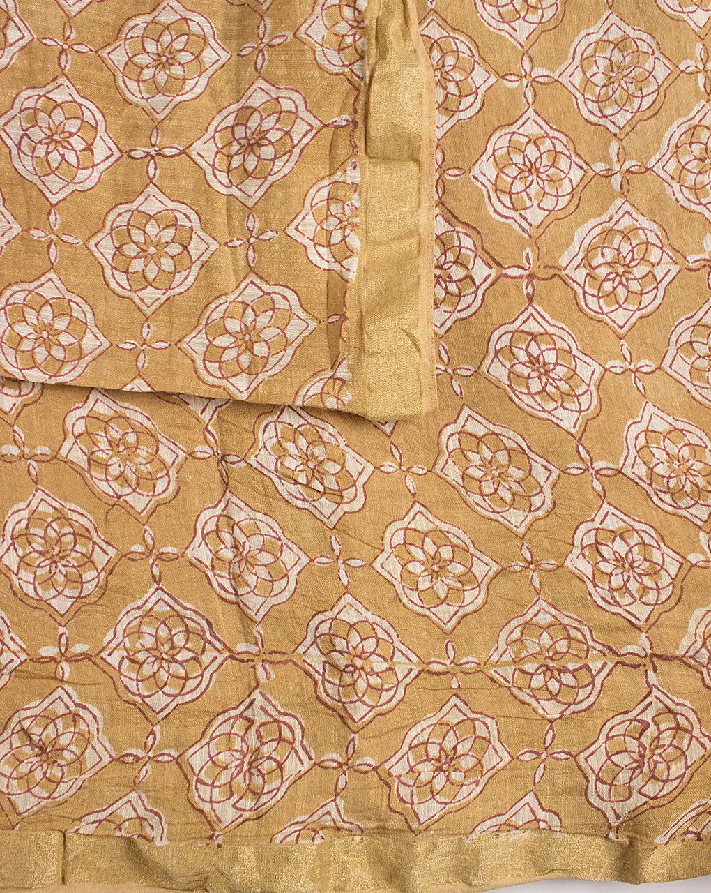 Akola Hand Block Mercerized Slub Chanderi Fabric