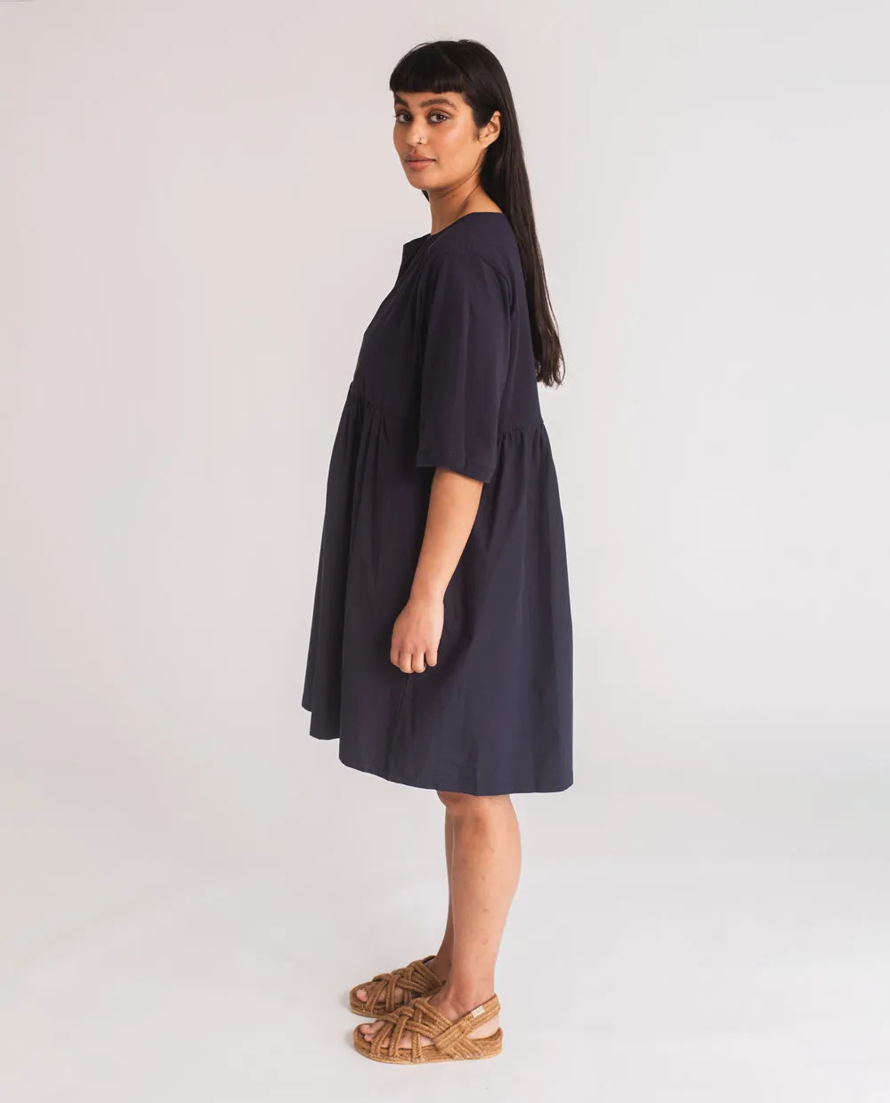 Anny Organic Cotton Dress In Navy