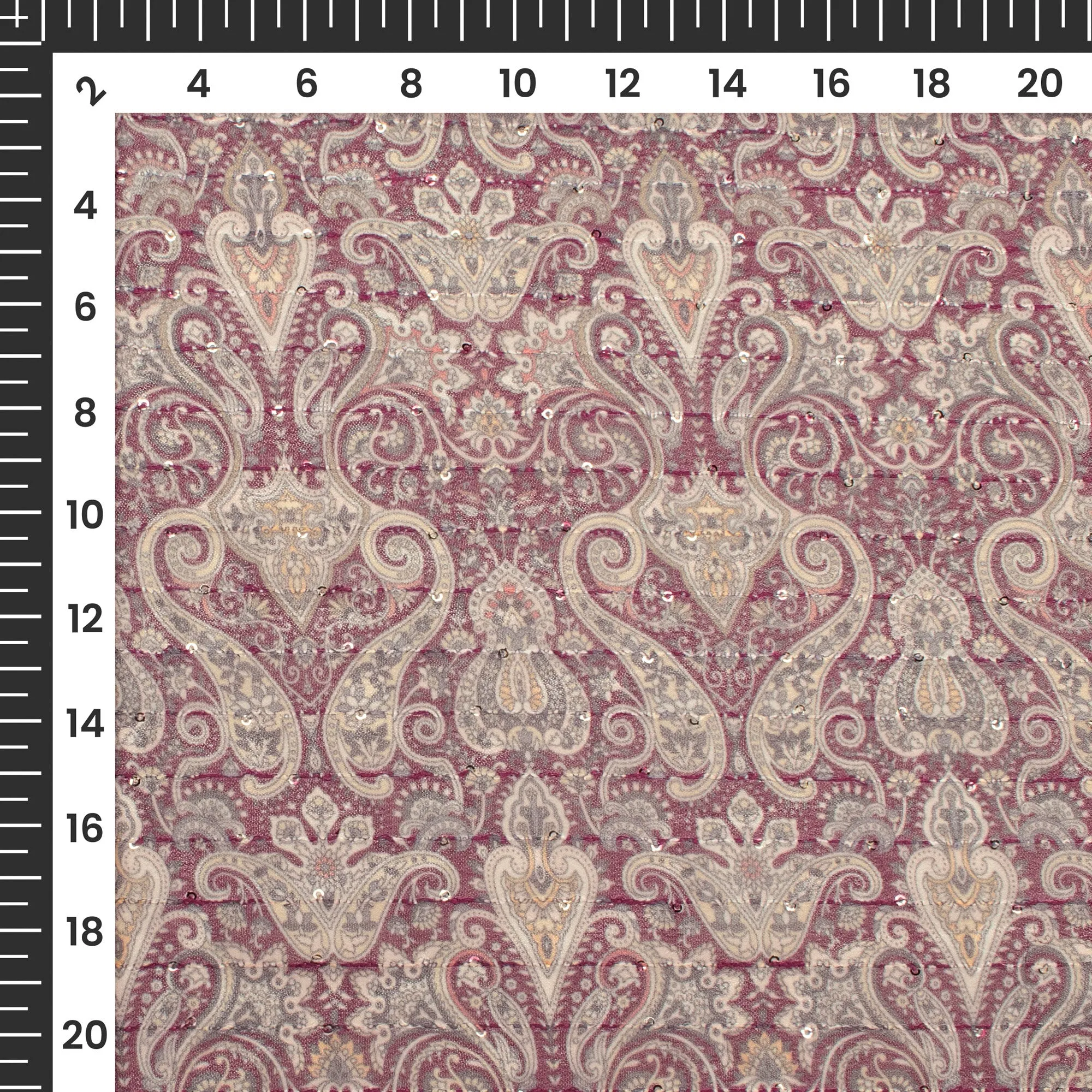 Beautiful Paisley Digital Print Sequins Premium Georgette Fabric