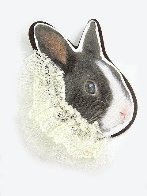 Black Rabbit with Lace Badge/Hair accessory