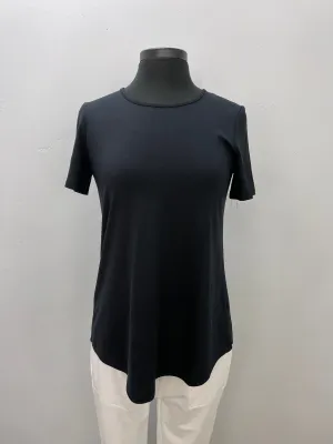 Black Short Sleeve Scoop Neck Bamboo Tunic