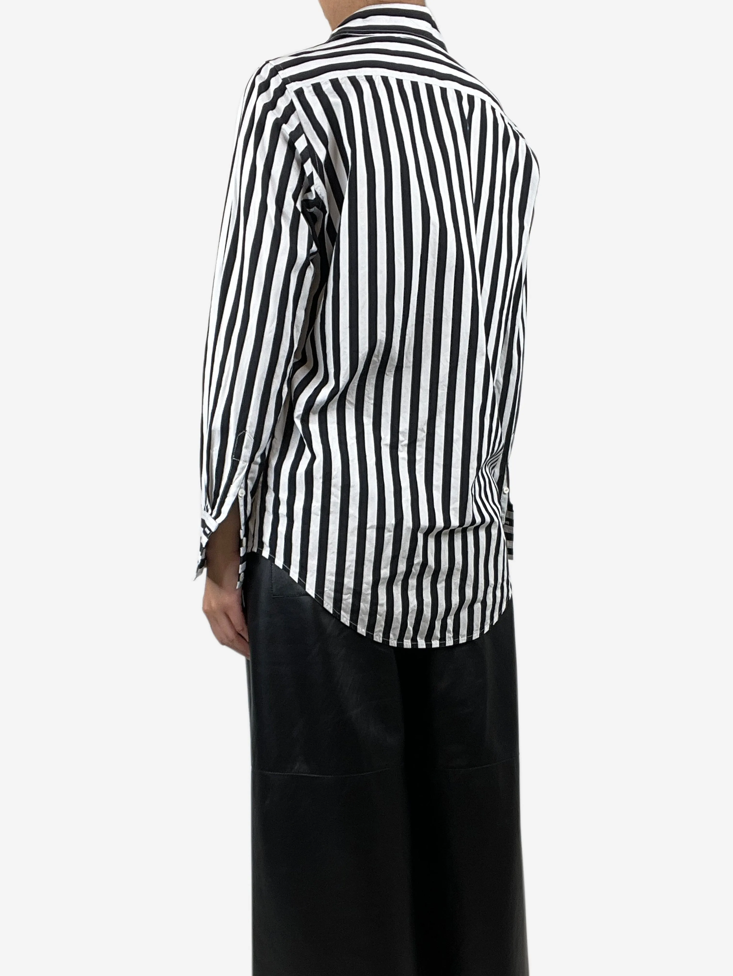 Black striped cotton shirt - size UK 8