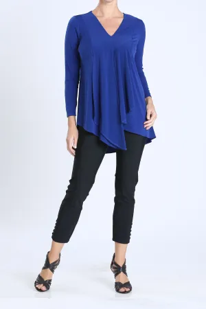 Blue Plus Size V-Neck Asymmetrical Tunic