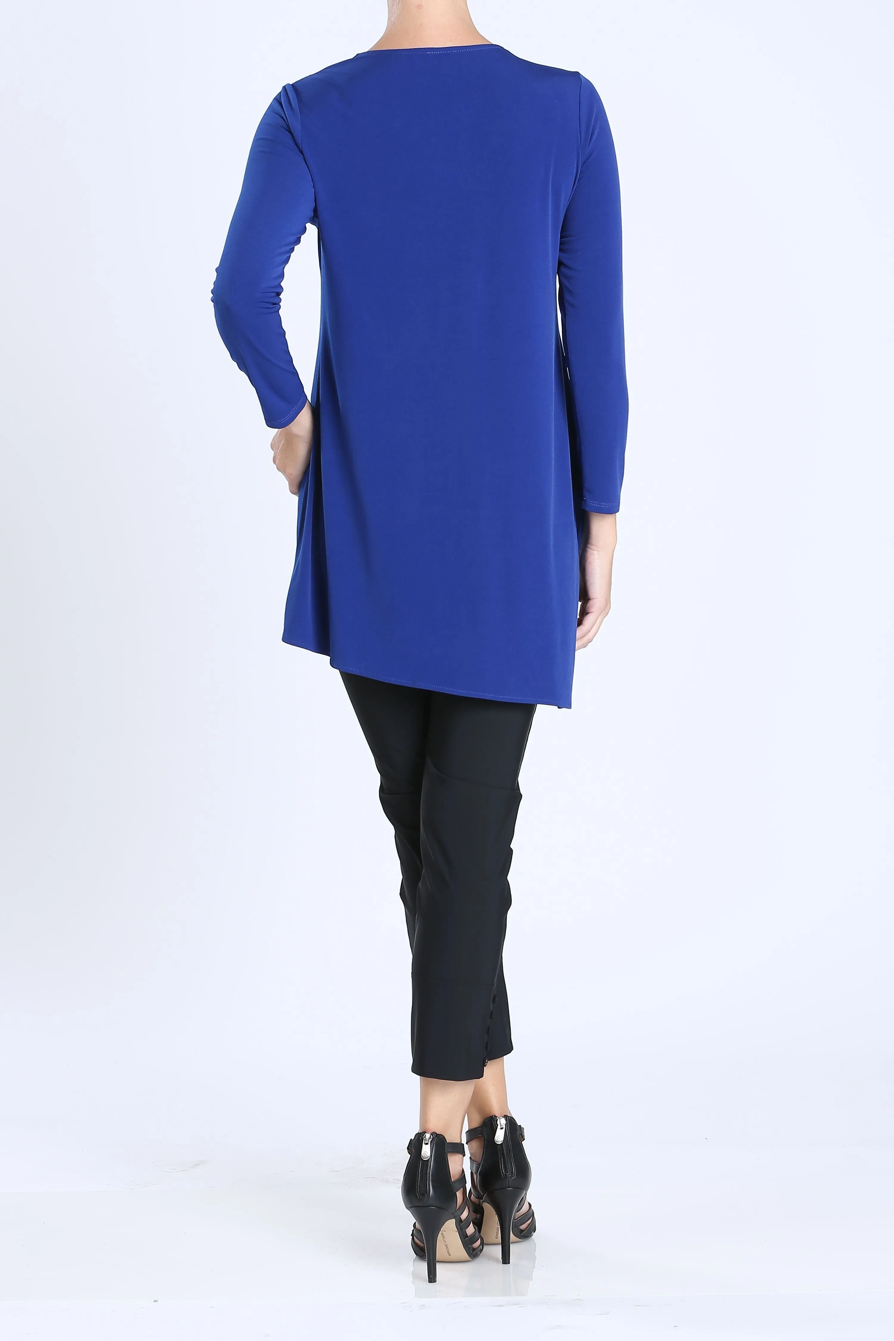 Blue Plus Size V-Neck Asymmetrical Tunic