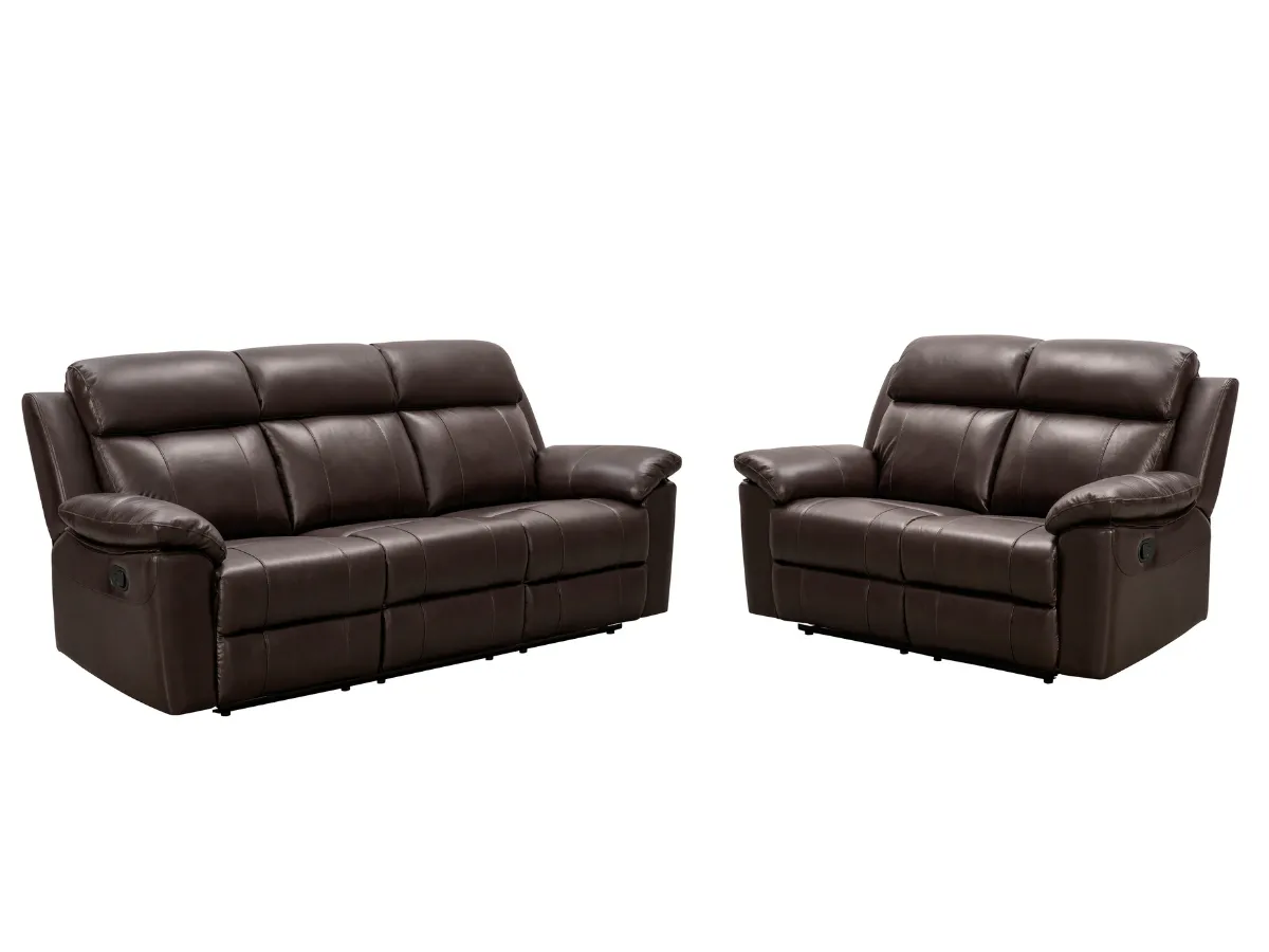 Braylen Top Grain Leather Reclining Sofa And Loveseat Set