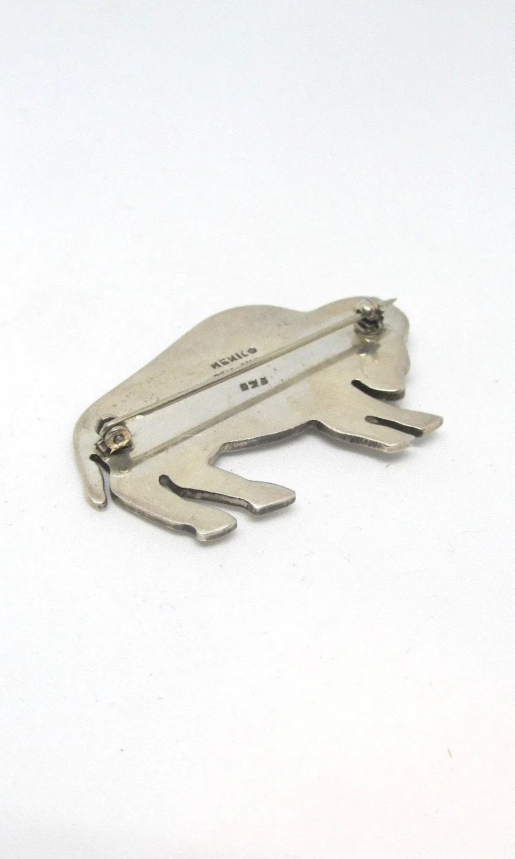 BUFFALO GAL  1990s TM-140 Mexican 925 Sterling Silver and Brass American Bison Brooch