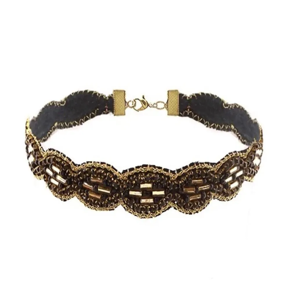 Choker Handmade Black Bead