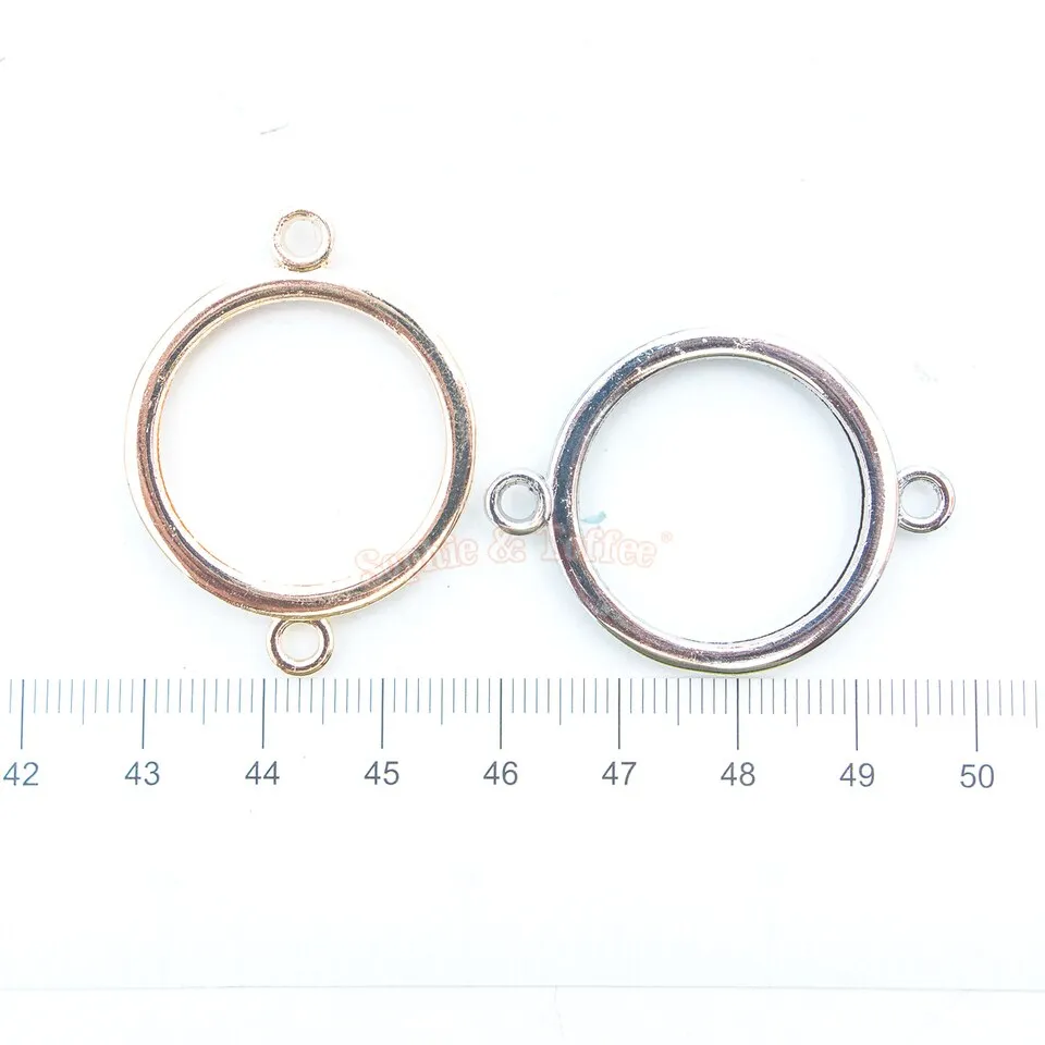 Circle Shape Open Bezel Connector Charm - 4 pieces