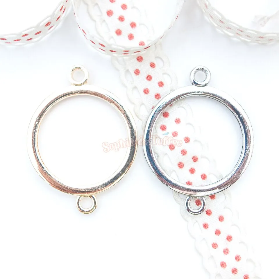 Circle Shape Open Bezel Connector Charm - 4 pieces