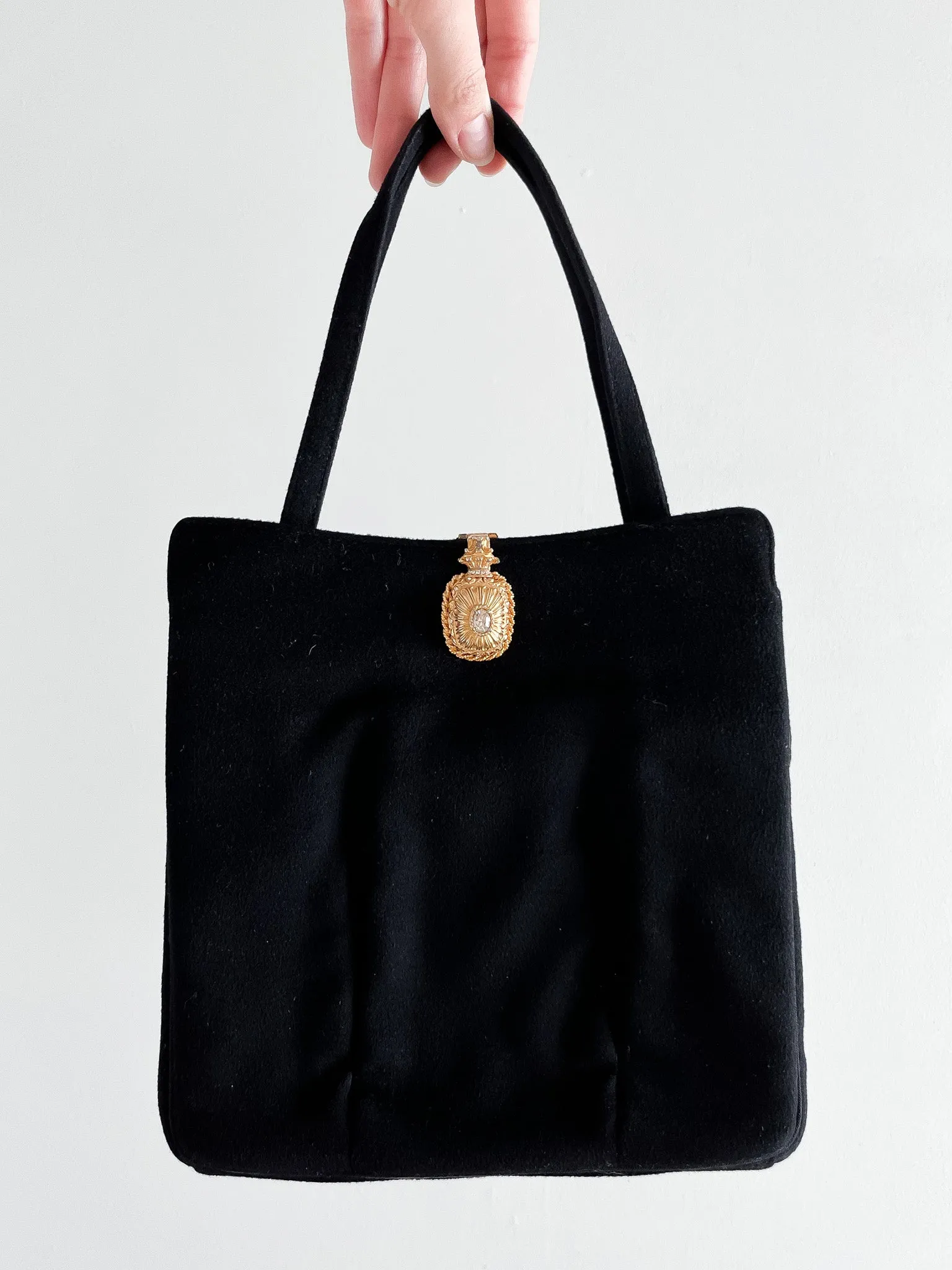 Classic 1950's Wool Little Black Handbag by Rosenfeld