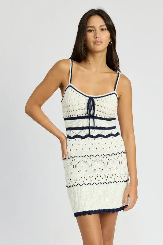 Contrast Crochet Mini Dress