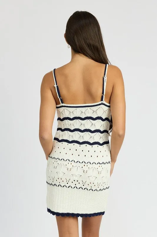 Contrast Crochet Mini Dress