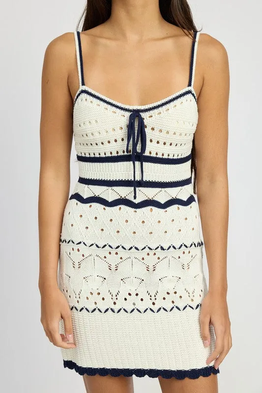 Contrast Crochet Mini Dress