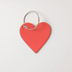 Coral Leather Heart Tag