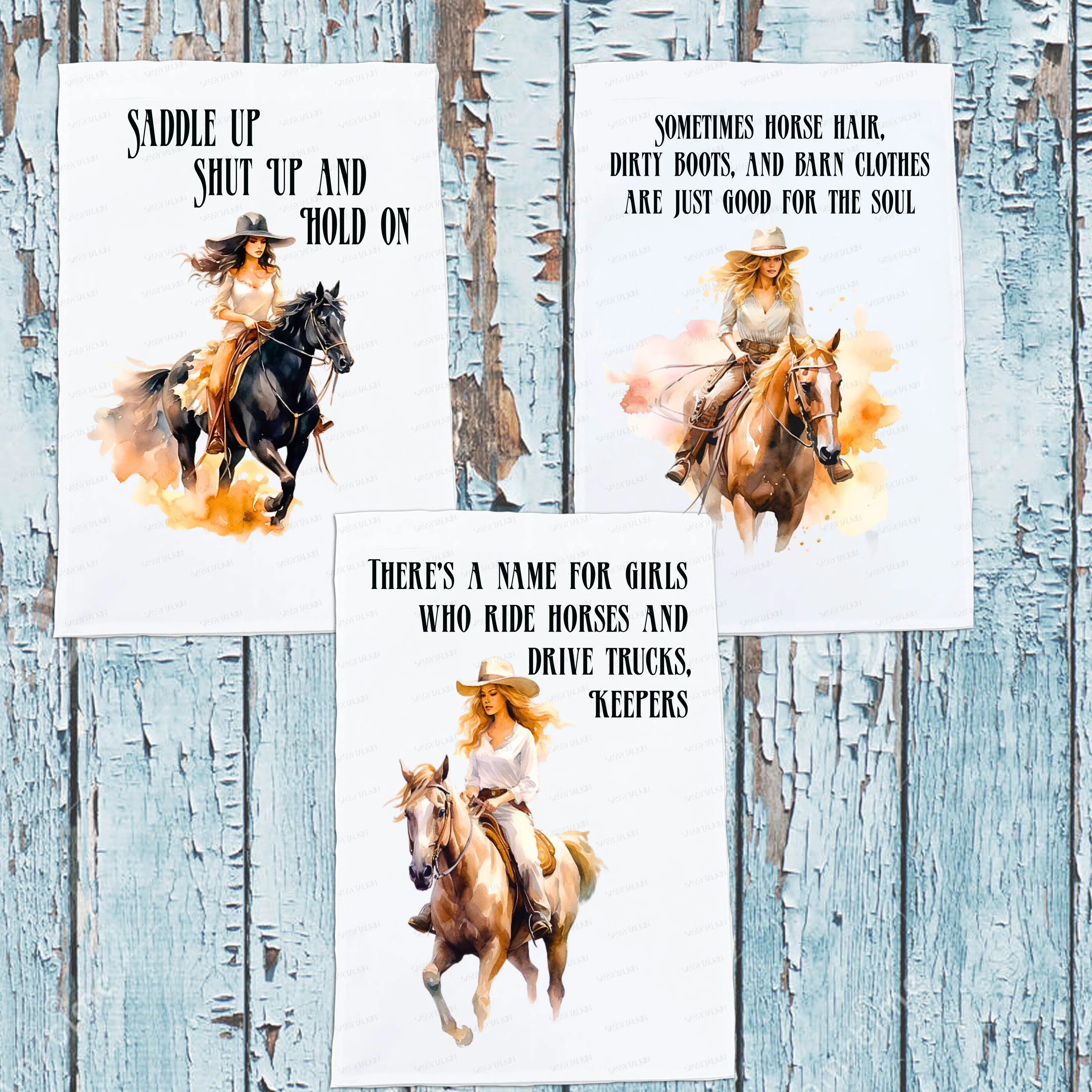 Cowgirls, Dish Towel, Cowgirls on Horses