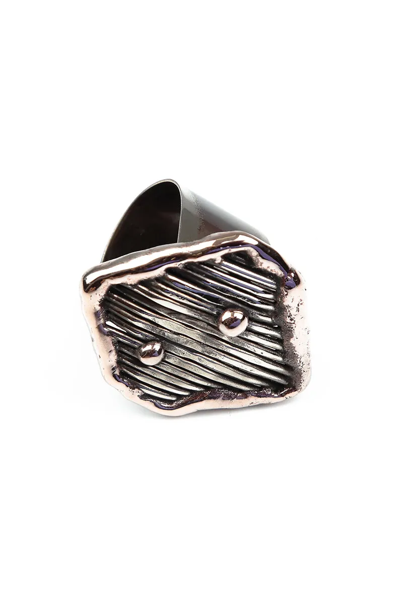 Dots On Stripes Metal Ring