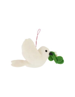 Dove with Olive Branch Wool Ornament