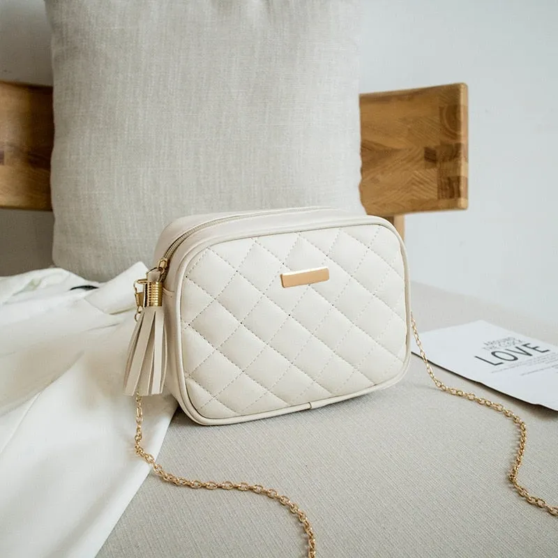 Embroidered Solid Color Shoulder Crossbody Bag