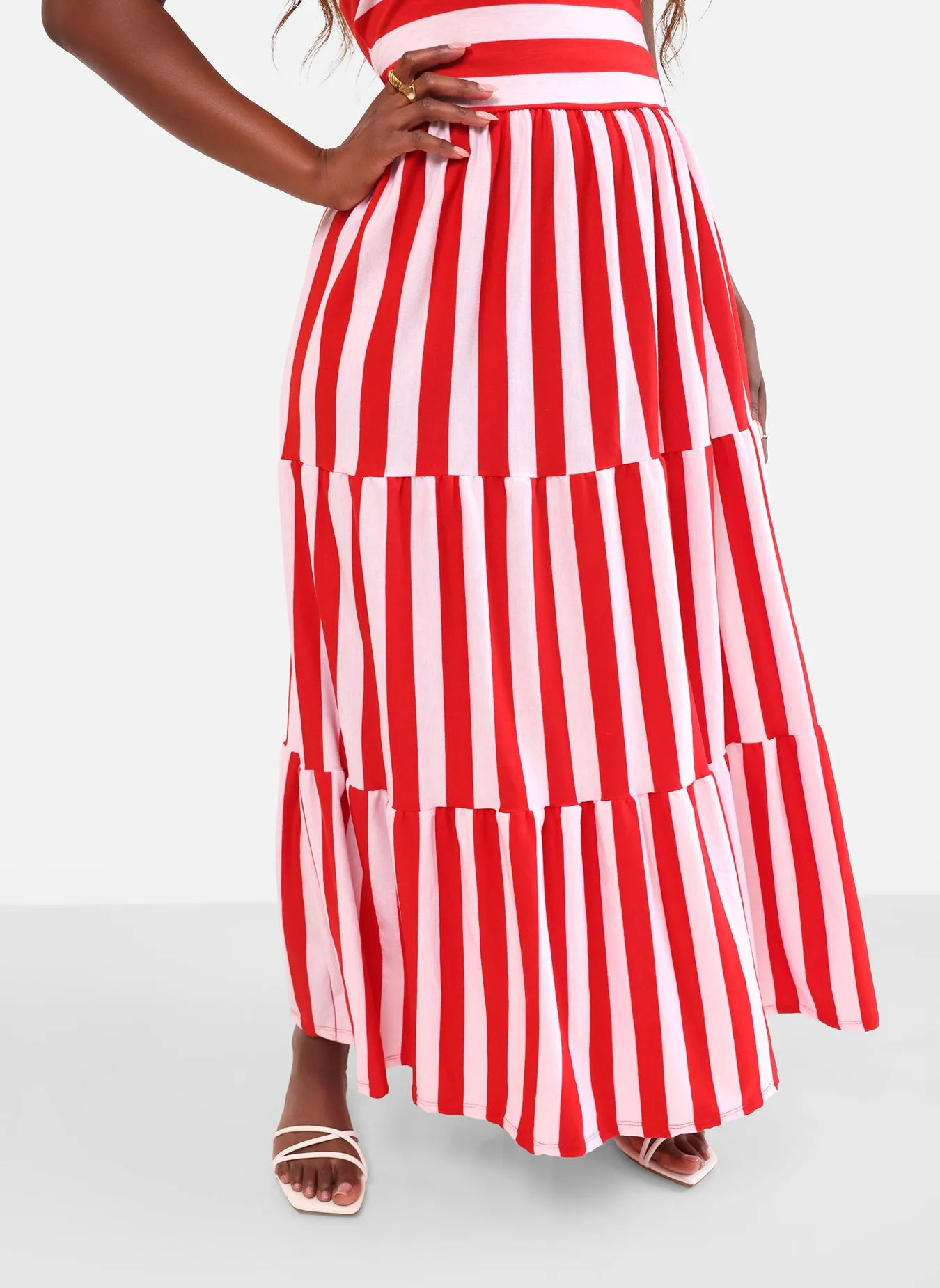 Emma Stripe print Skater Maxi Dress