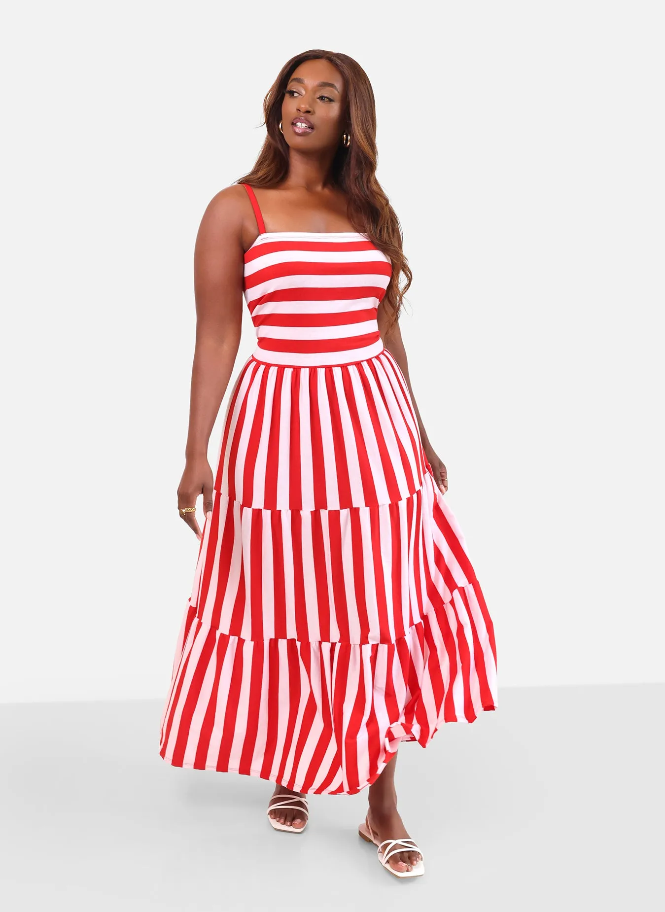 Emma Stripe print Skater Maxi Dress