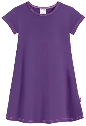 Girls Soft Cotton Jersey Cap Sleeve Dress | Purple