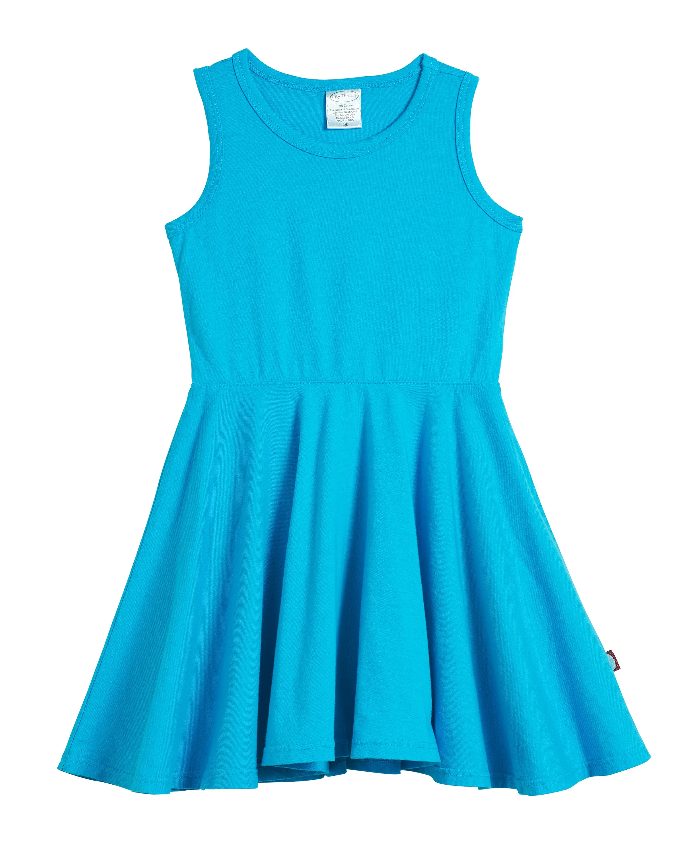 Girls Soft Cotton Jersey Twirly Tank Dress  | Turquoise