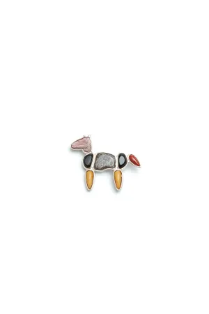 Horse Jewel Multi Stone Brooch