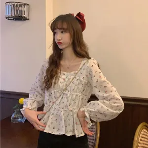 Kawaii Square Collar Floral Shirt