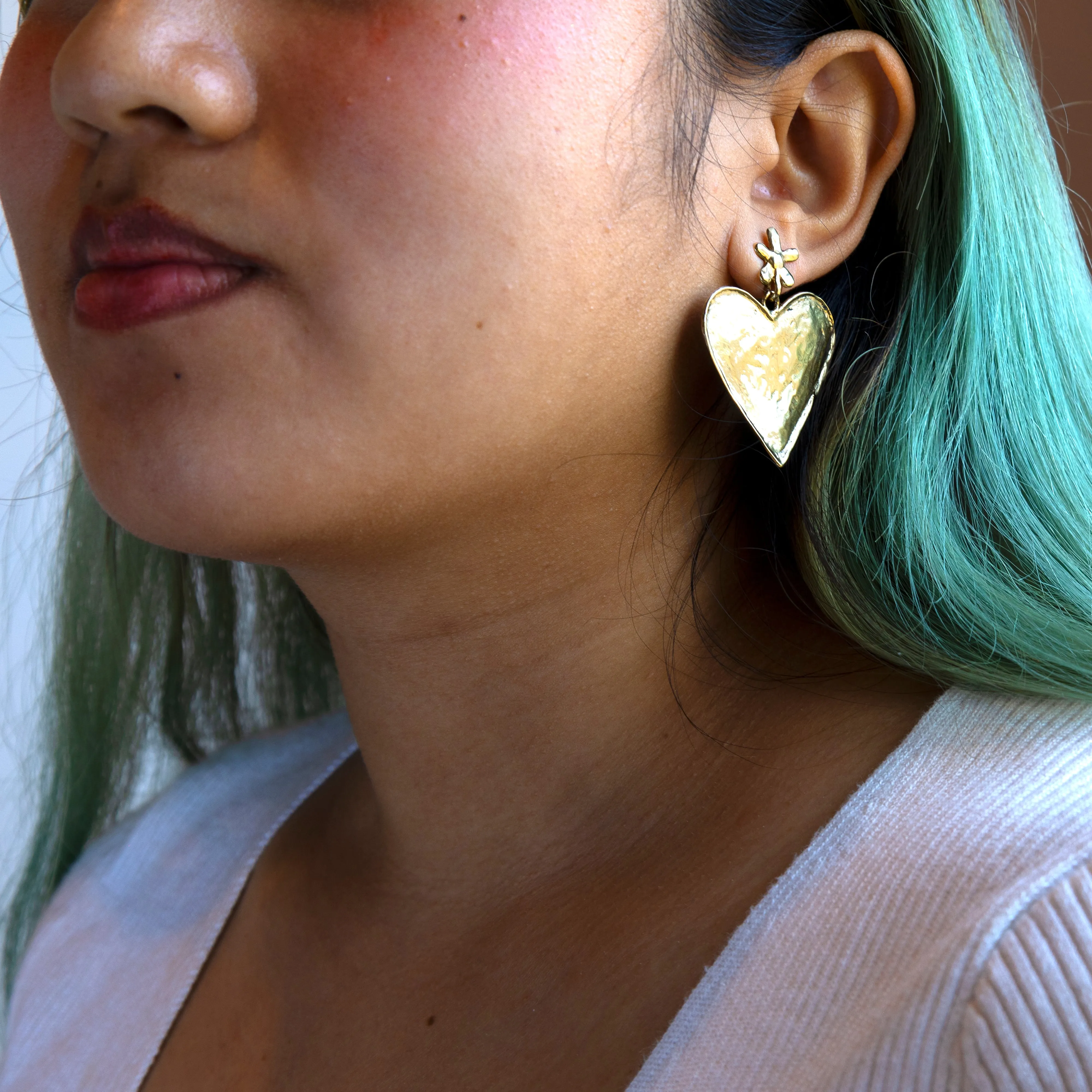 Luiny x Local Eclectic Bold Flower Heart Drop Earring