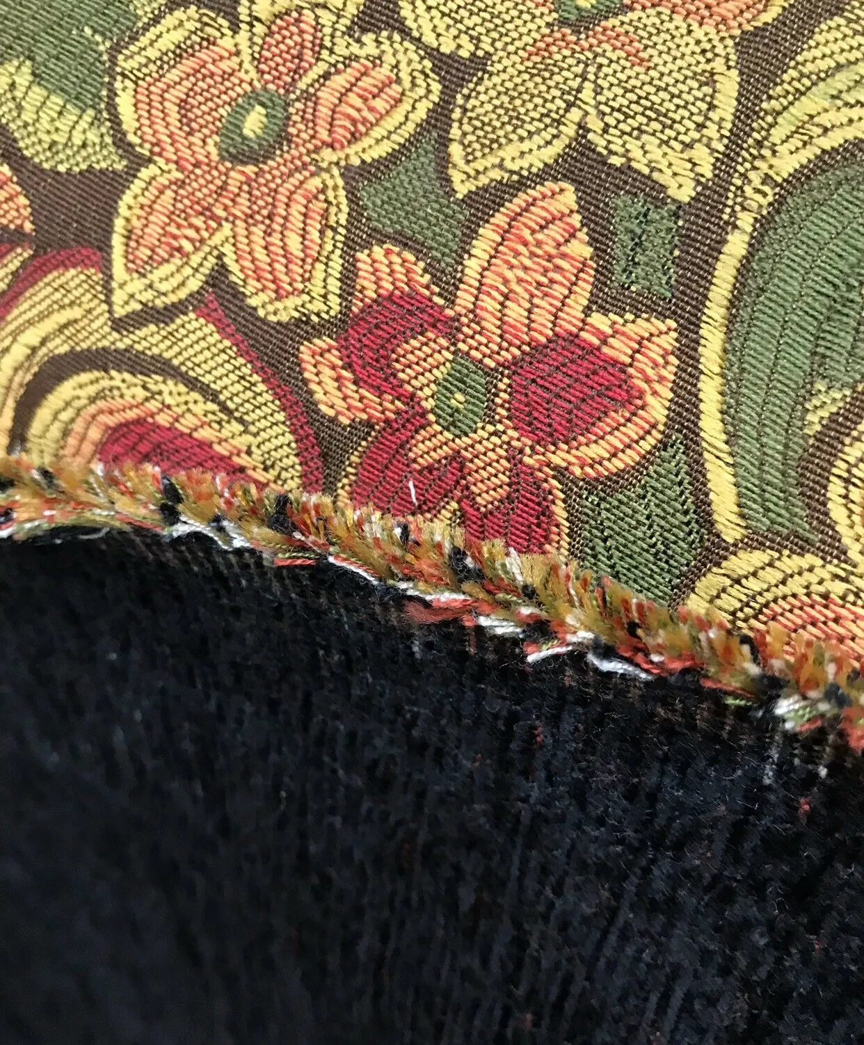 NEW Designer Floral Brocade Upholstery Fabric- Made In Belgium- Brown