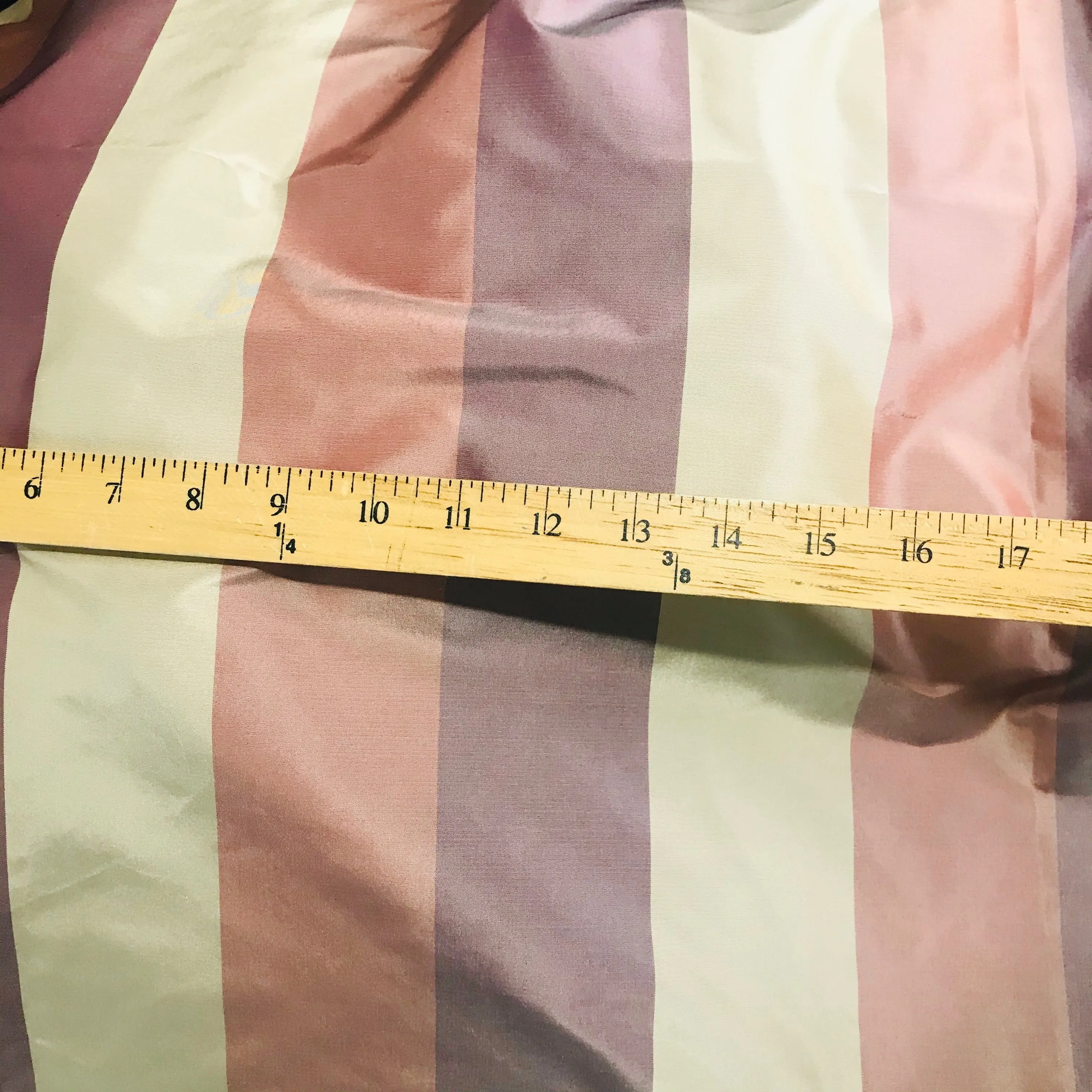 NEW Lady 100% Silk Taffeta Ecru, Purple, & Mauve Stripes SB_8_35