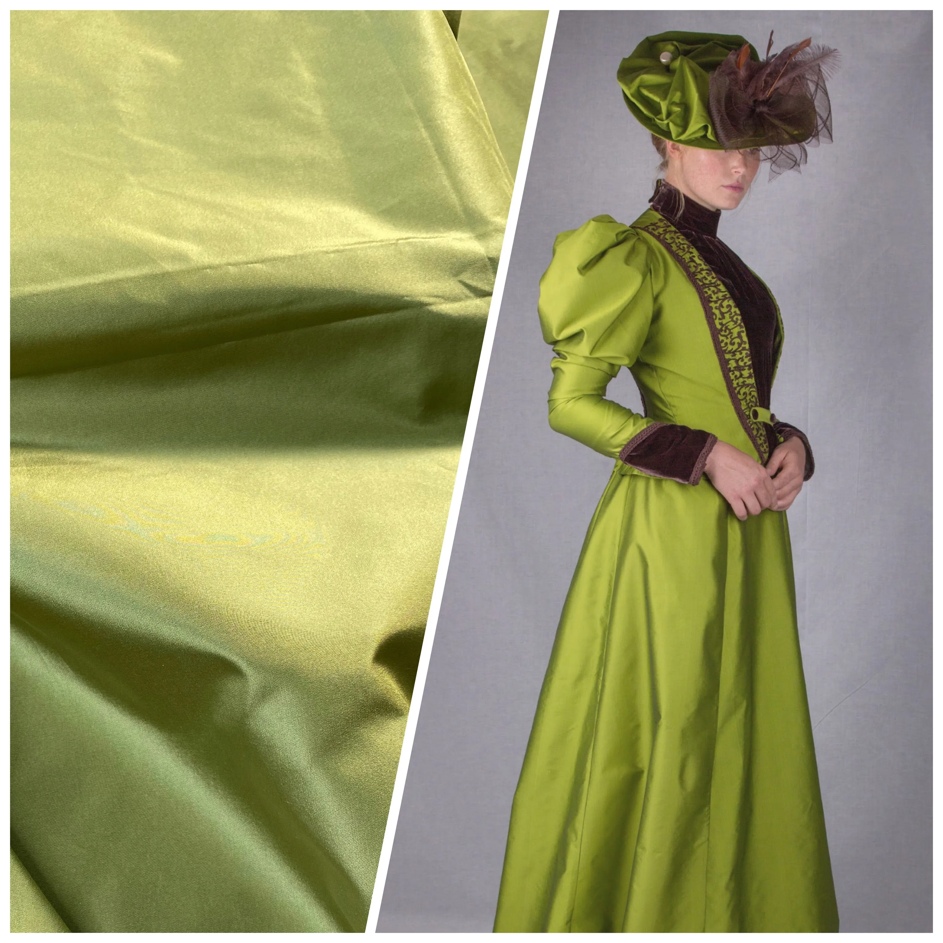 NEW Lady Lisa Designer 100% Silk Taffeta Fabric - Solid Pistachio Green