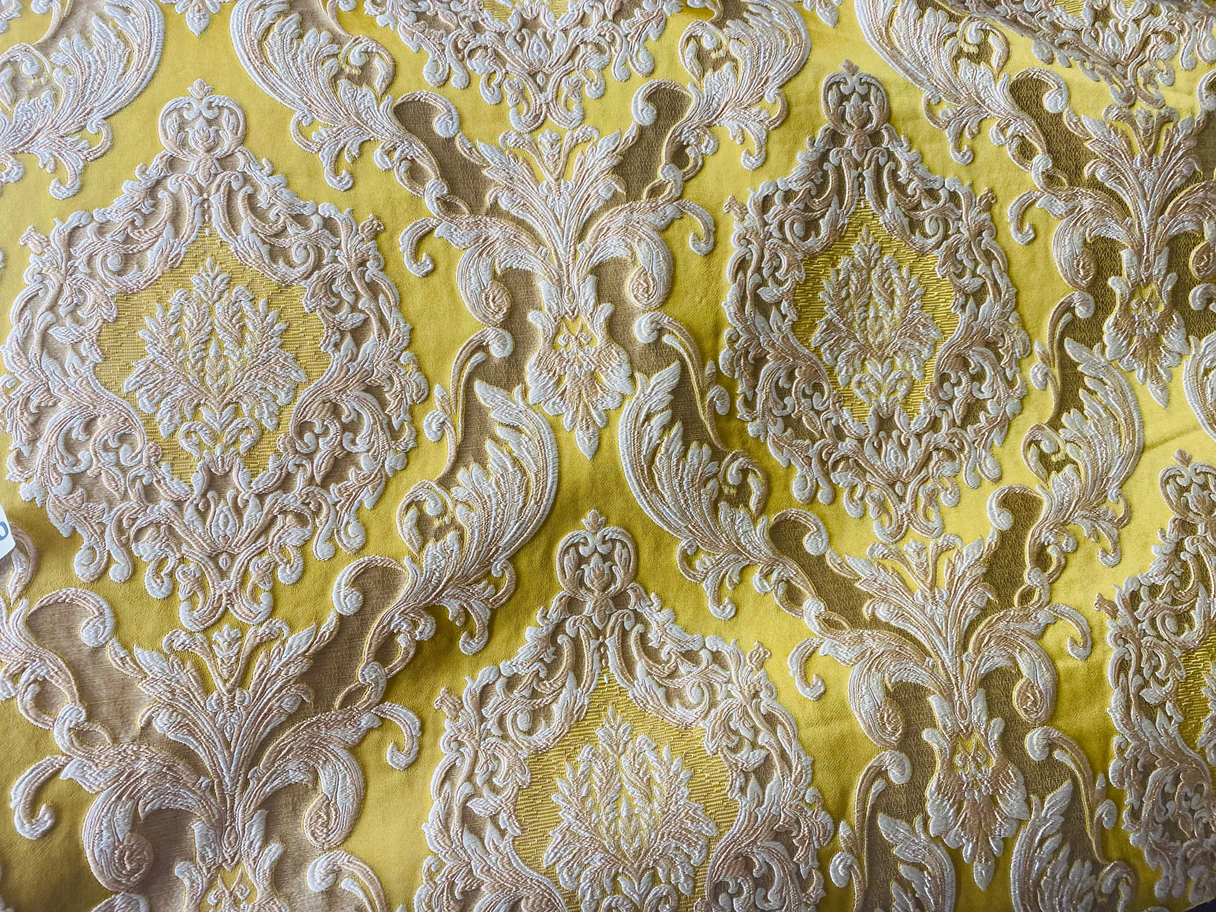 NEW Queen Marianna Novelty Ritz Neoclassical Brocade Satin Fabric -Yellow