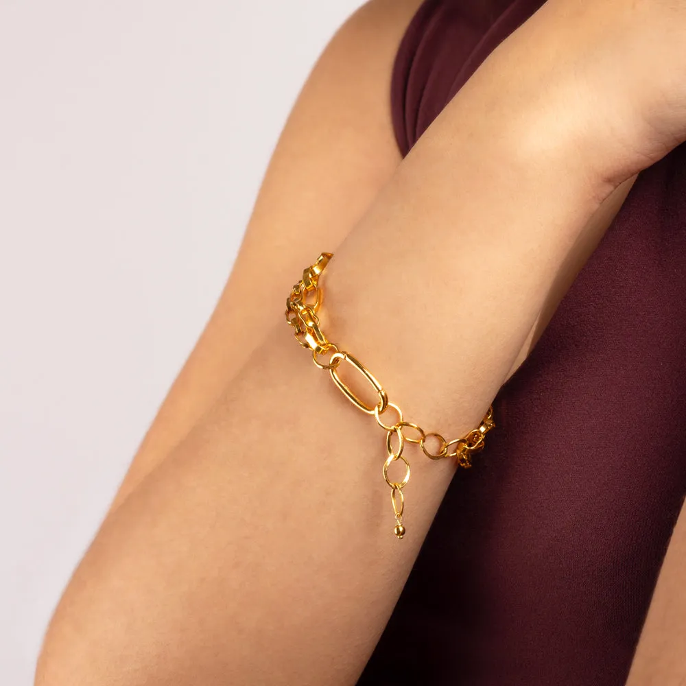 Paper Chain Trio Bracelet in Gold